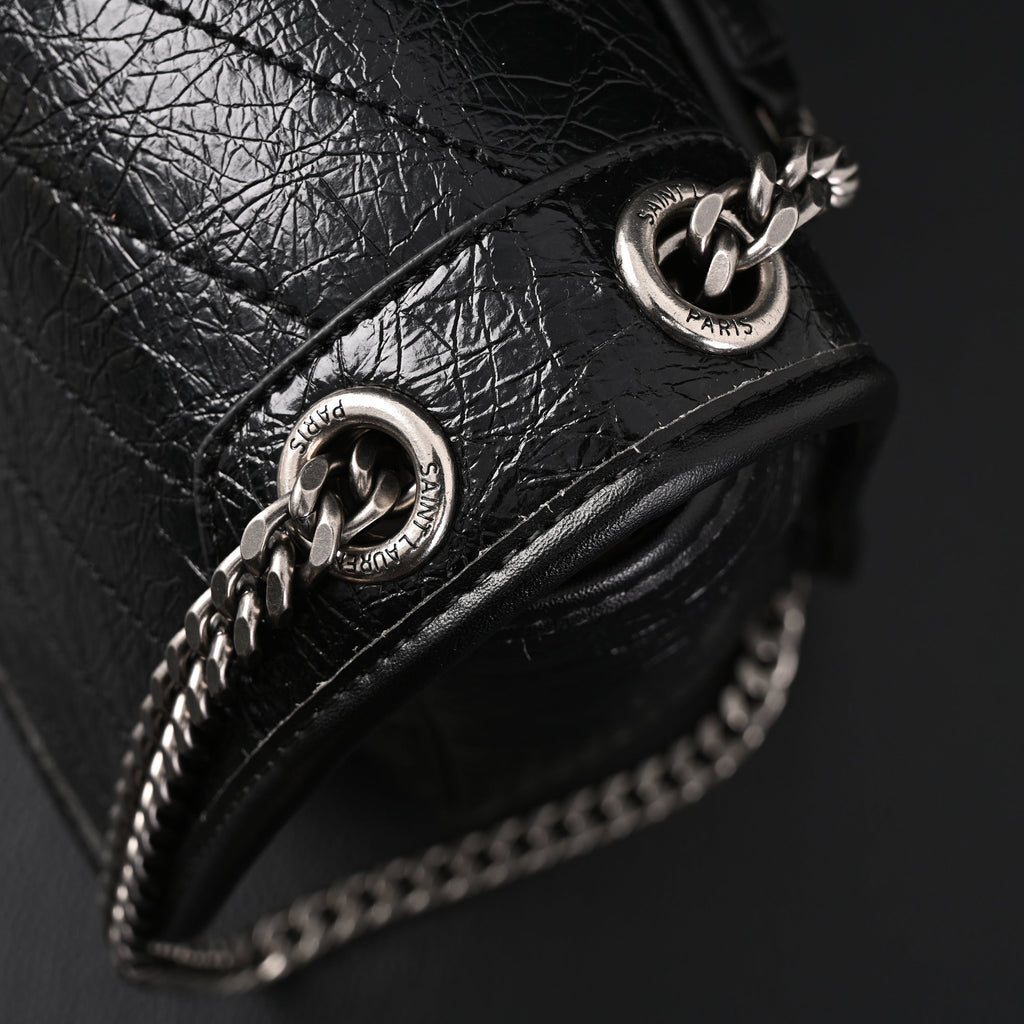 Saint Laurent Niki Medium Black Crinkled Leather Shoulder Bag — view 12