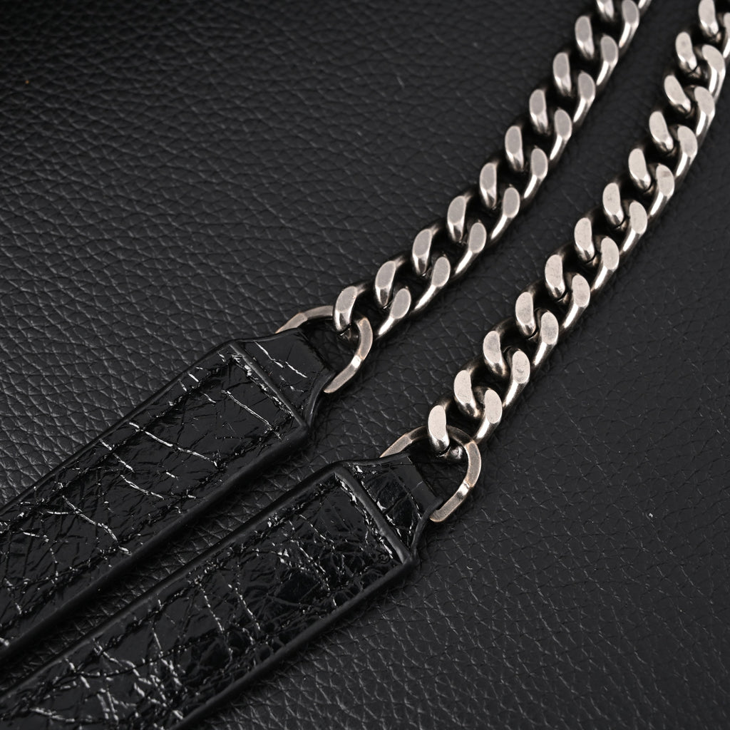 Saint Laurent Niki Medium Black Crinkled Leather Shoulder Bag — view 15