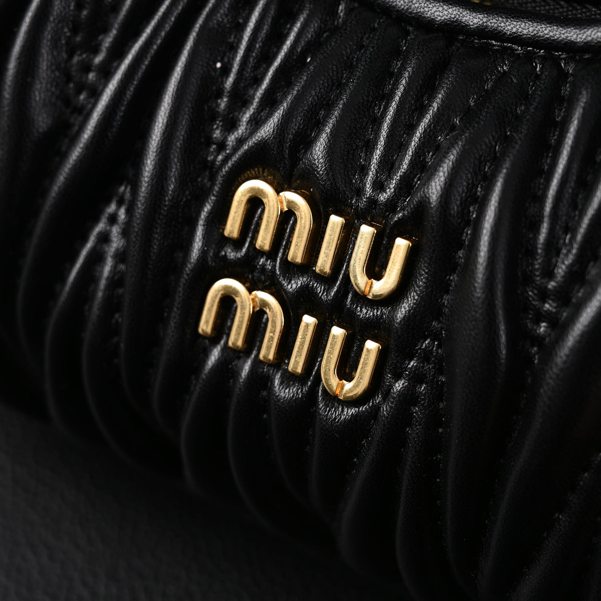 Miu Miu Matelassé Leather Hobo Bag – Black with Gold Hardware - Classic Black — view 7