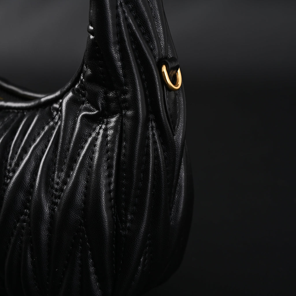 Miu Miu Matelassé Leather Hobo Bag – Black with Gold Hardware - Classic Black — view 8