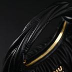 Miu Miu Matelassé Leather Hobo Bag – Black with Gold Hardware - Classic Black — view 9
