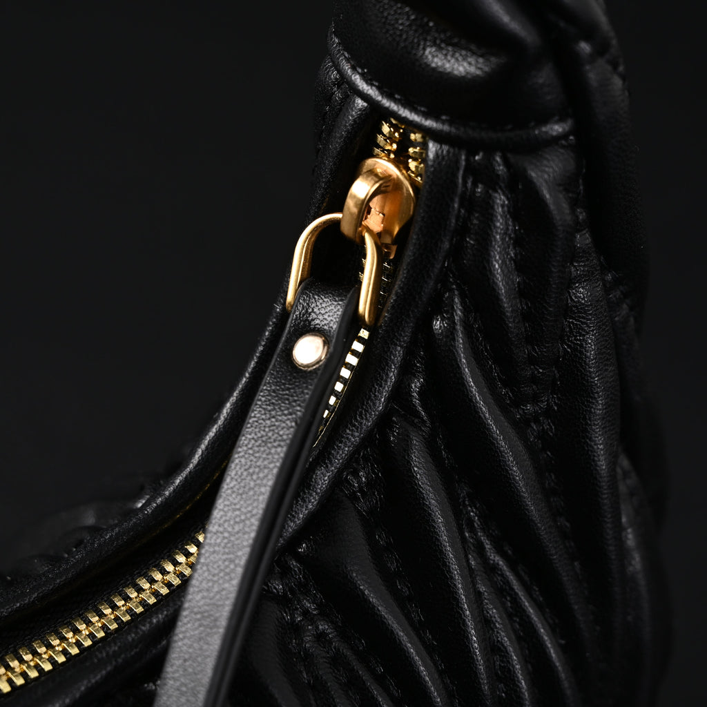 Miu Miu Matelassé Leather Hobo Bag – Black with Gold Hardware - Classic Black — view 10