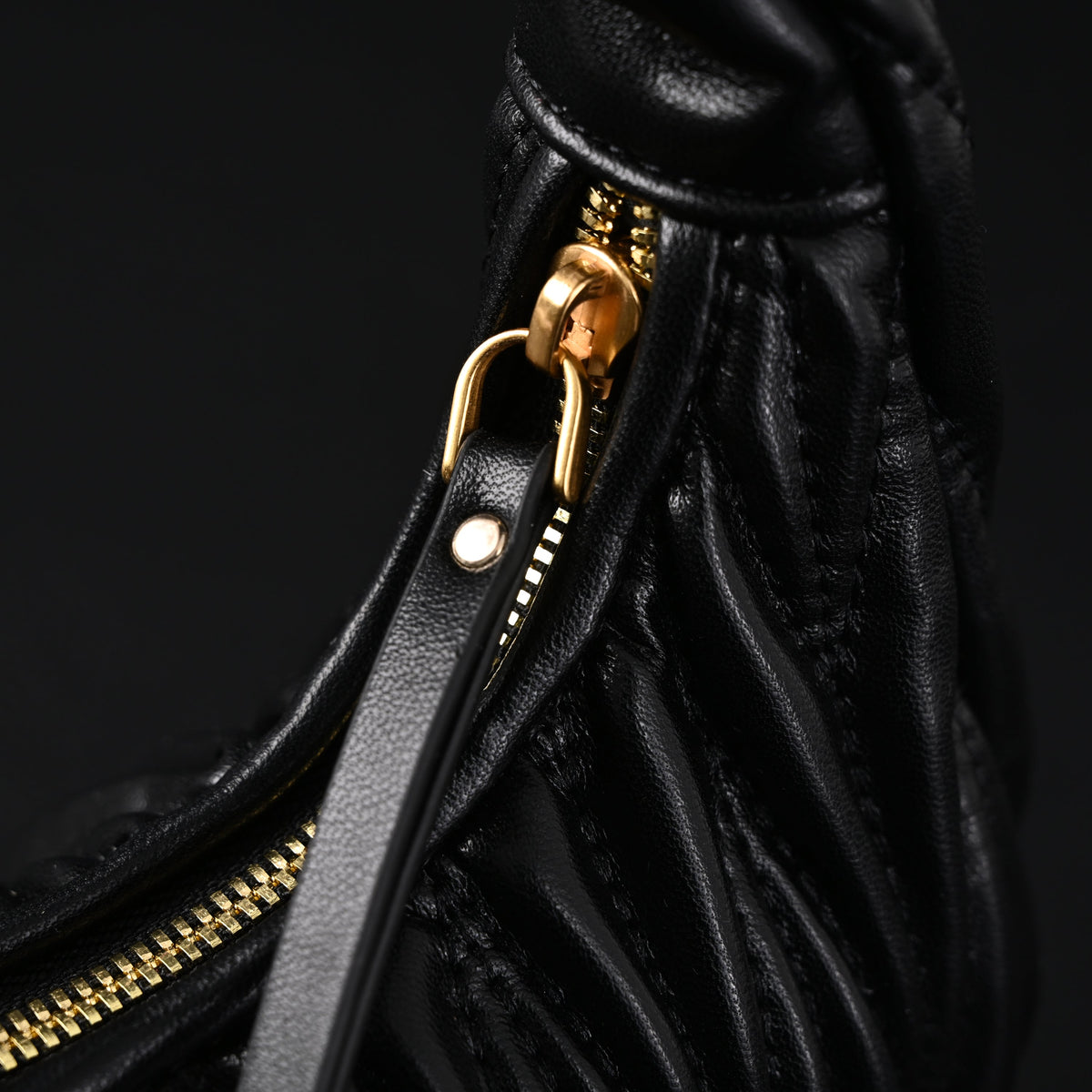 Miu Miu Matelassé Leather Hobo Bag – Black with Gold Hardware - Classic Black — view 10