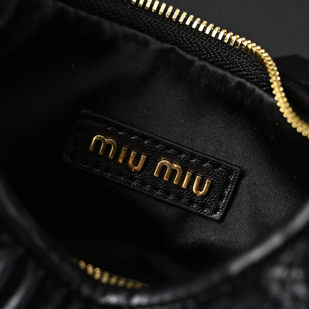 Miu Miu Matelassé Leather Hobo Bag – Black with Gold Hardware - Classic Black — view 14