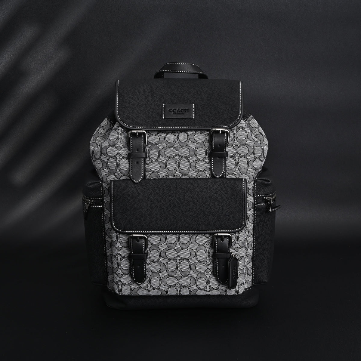 Coach Ch Sprint Backpack – Signature Canvas & Leather - Black / Grey Monogram — view 1