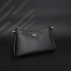 Prada Cleo Black Brushed Leather Shoulder Bag — view 12