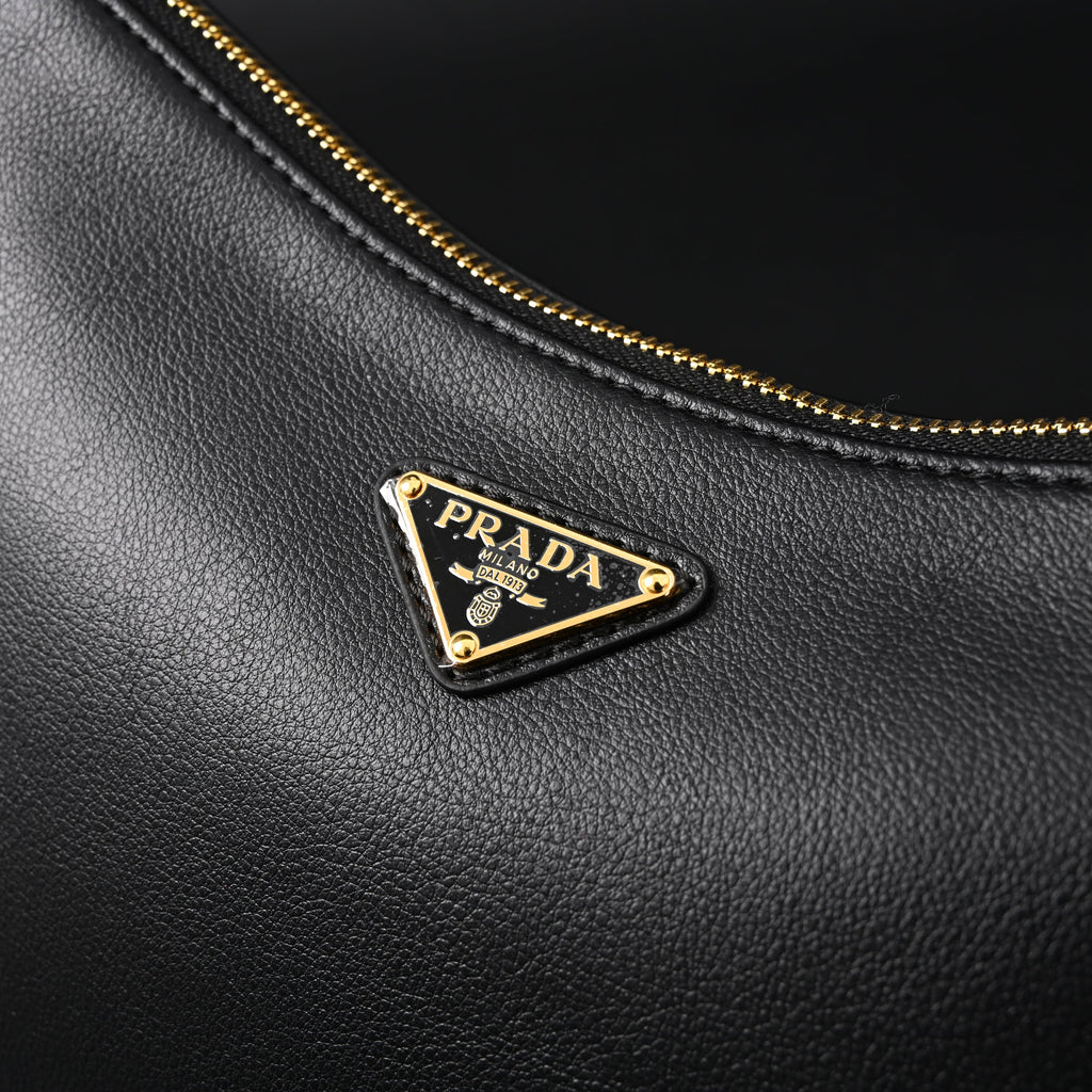 Prada Cleo Black Brushed Leather Shoulder Bag — view 15
