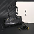 Prada Cleo Black Patent Leather Shoulder Bag with Gold Hardware — view 1