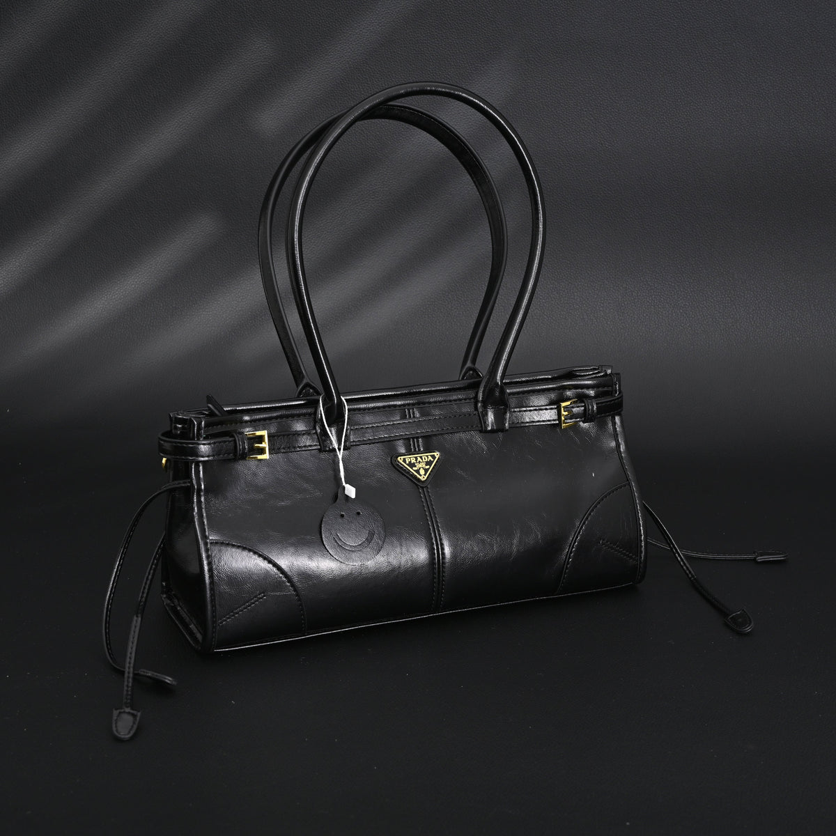 Prada Cleo Black Patent Leather Shoulder Bag with Gold Hardware — view 4