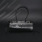Prada Cleo Black Patent Leather Shoulder Bag with Gold Hardware — view 5