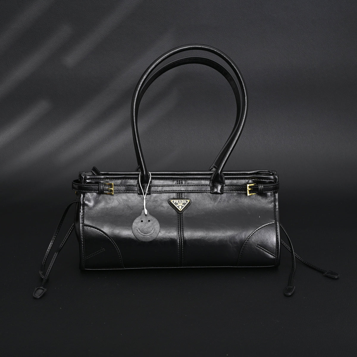 Prada Cleo Black Patent Leather Shoulder Bag with Gold Hardware — view 5