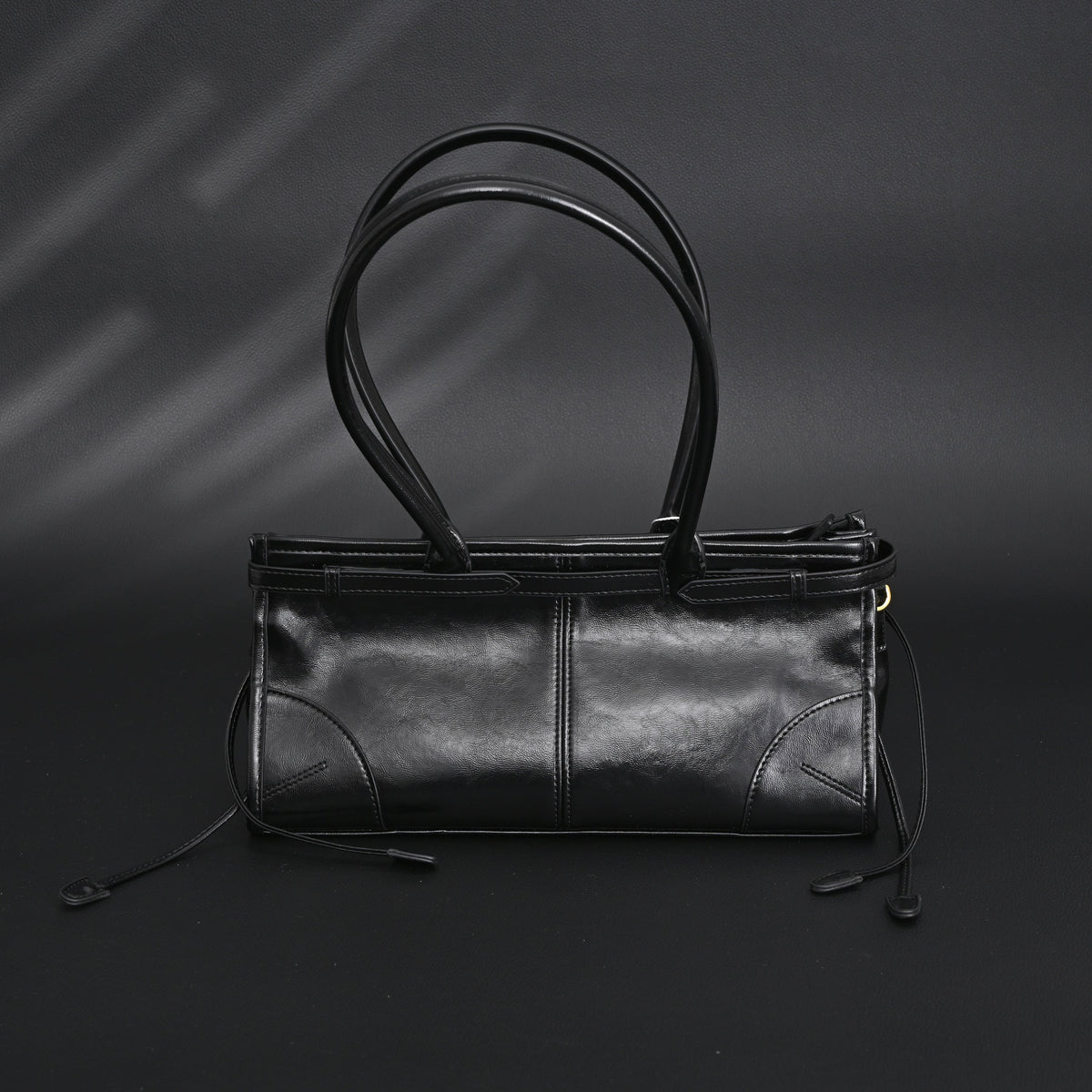 Prada Cleo Black Patent Leather Shoulder Bag with Gold Hardware — view 7