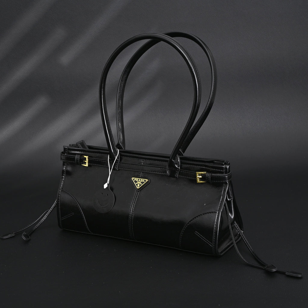 Prada Cleo Black Patent Leather Shoulder Bag with Gold Hardware — view 9