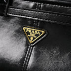 Prada Cleo Black Patent Leather Shoulder Bag with Gold Hardware — view 11
