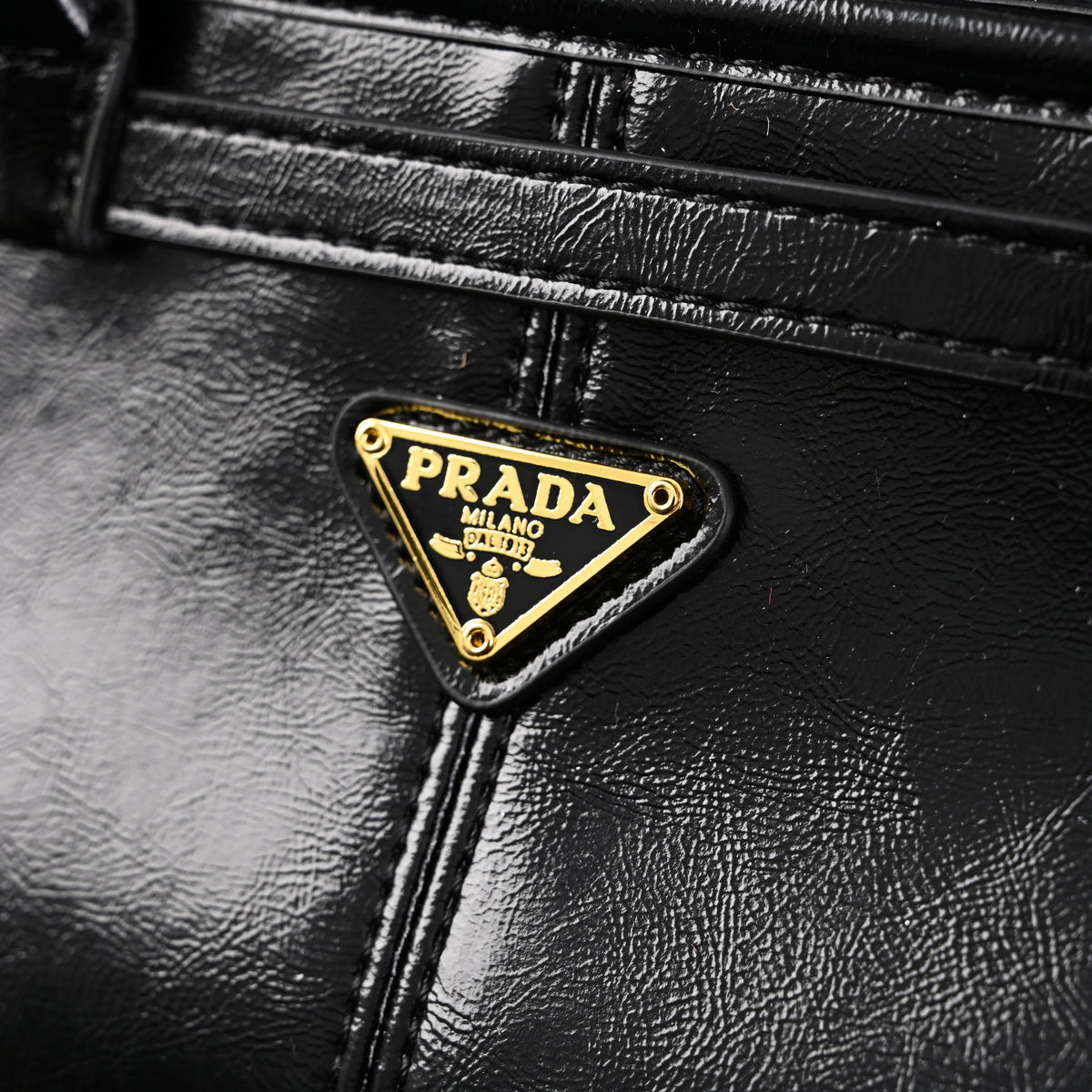 Prada Cleo Black Patent Leather Shoulder Bag with Gold Hardware — view 11