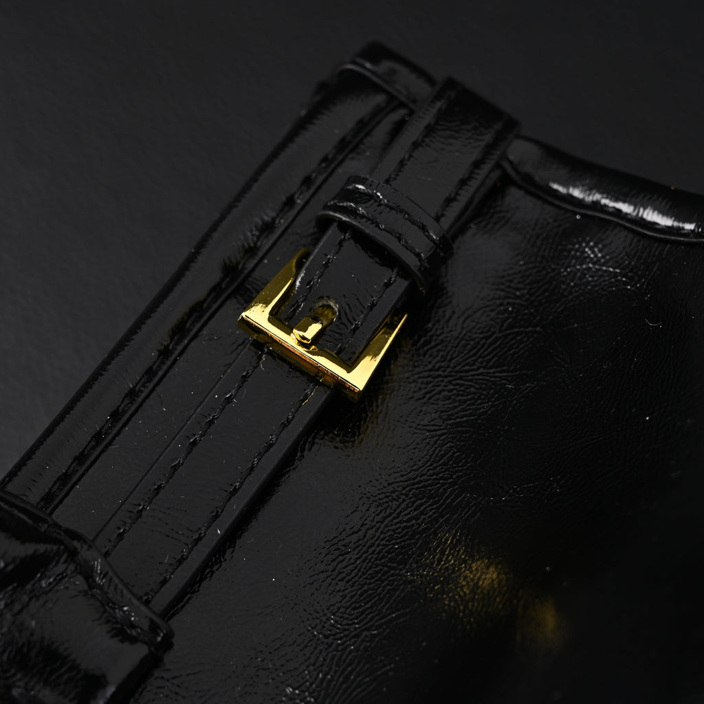 Prada Cleo Black Patent Leather Shoulder Bag with Gold Hardware — view 12