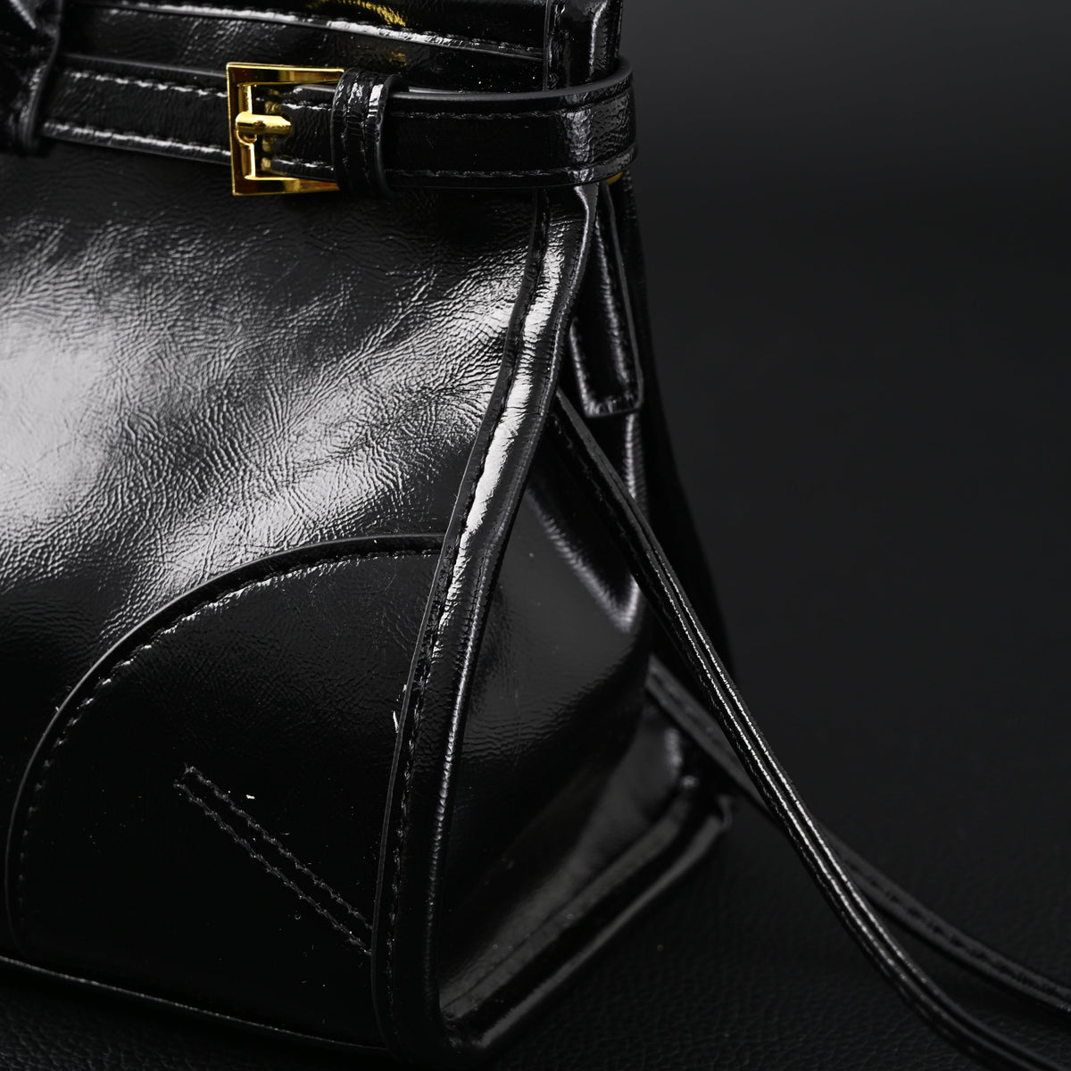 Prada Cleo Black Patent Leather Shoulder Bag with Gold Hardware — view 13