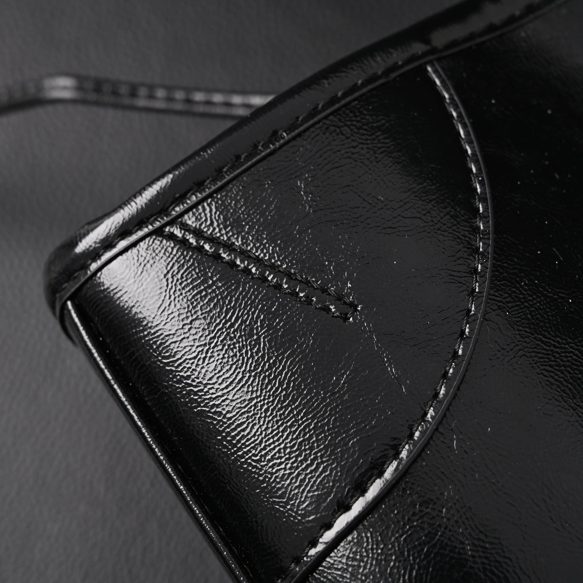 Prada Cleo Black Patent Leather Shoulder Bag with Gold Hardware — view 14