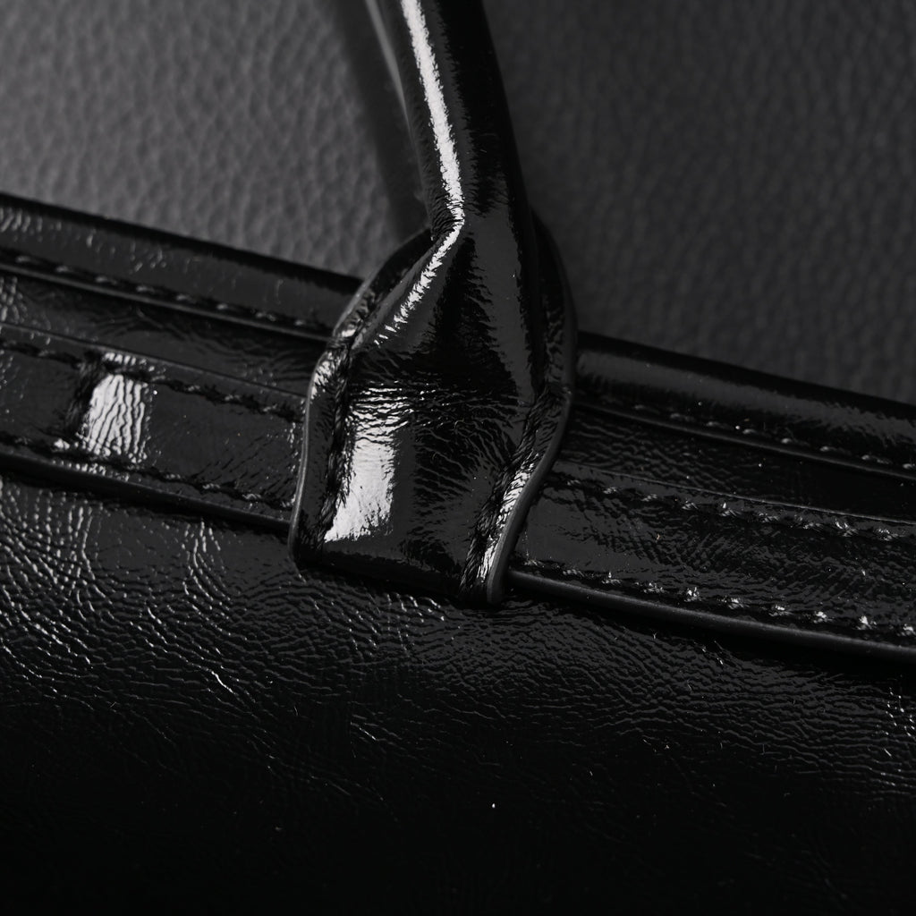 Prada Cleo Black Patent Leather Shoulder Bag with Gold Hardware — view 17