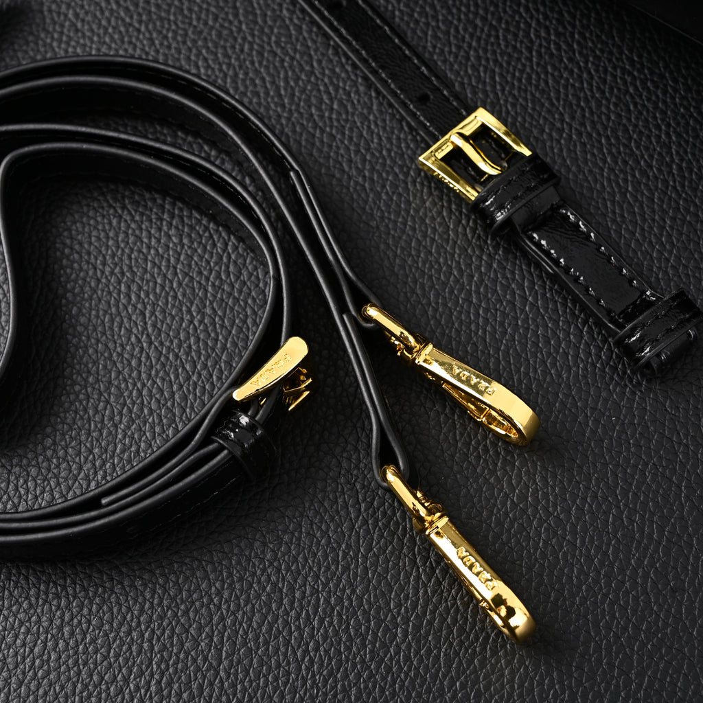 Prada Cleo Black Patent Leather Shoulder Bag with Gold Hardware — view 2
