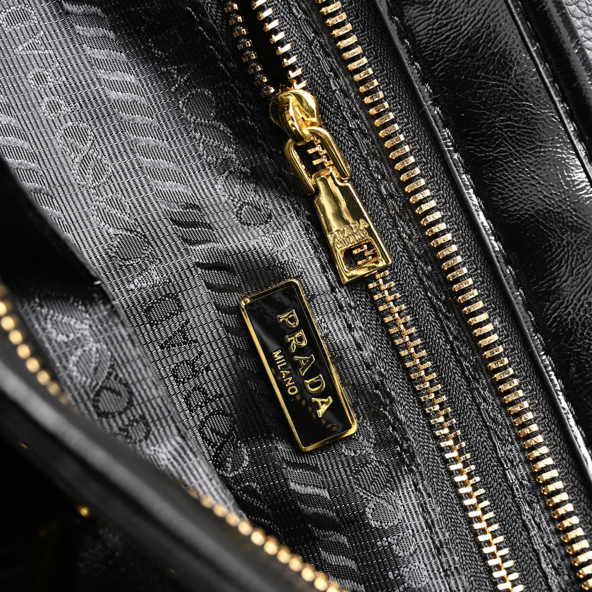 Prada Cleo Black Patent Leather Shoulder Bag with Gold Hardware — view 3