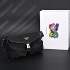 Prada Nylon Black Belt Bag with Silver Logo - Black with Silver-Tone Hardware — view 1