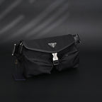 Prada Nylon Black Belt Bag with Silver Logo - Black with Silver-Tone Hardware — view 2
