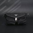 Prada Nylon Black Belt Bag with Silver Logo - Black with Silver-Tone Hardware — view 3