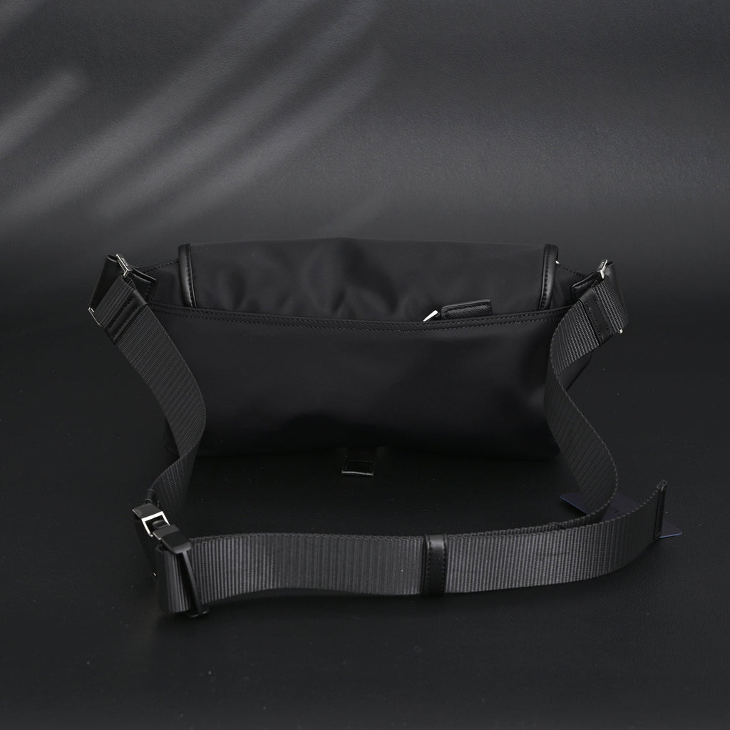 Prada Nylon Black Belt Bag with Silver Logo - Black with Silver-Tone Hardware — view 5