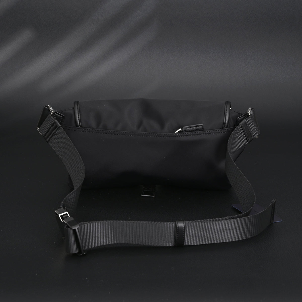 Prada Nylon Black Belt Bag with Silver Logo - Black with Silver-Tone Hardware — view 5