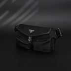 Prada Nylon Black Belt Bag with Silver Logo - Black with Silver-Tone Hardware — view 7