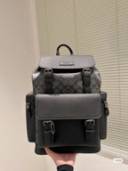 Coach Men's Leather Backpack – Black Signature Canvas — view 8
