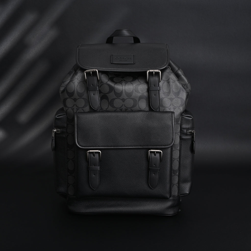 Coach Men's Leather Backpack – Black Signature Canvas — view 17