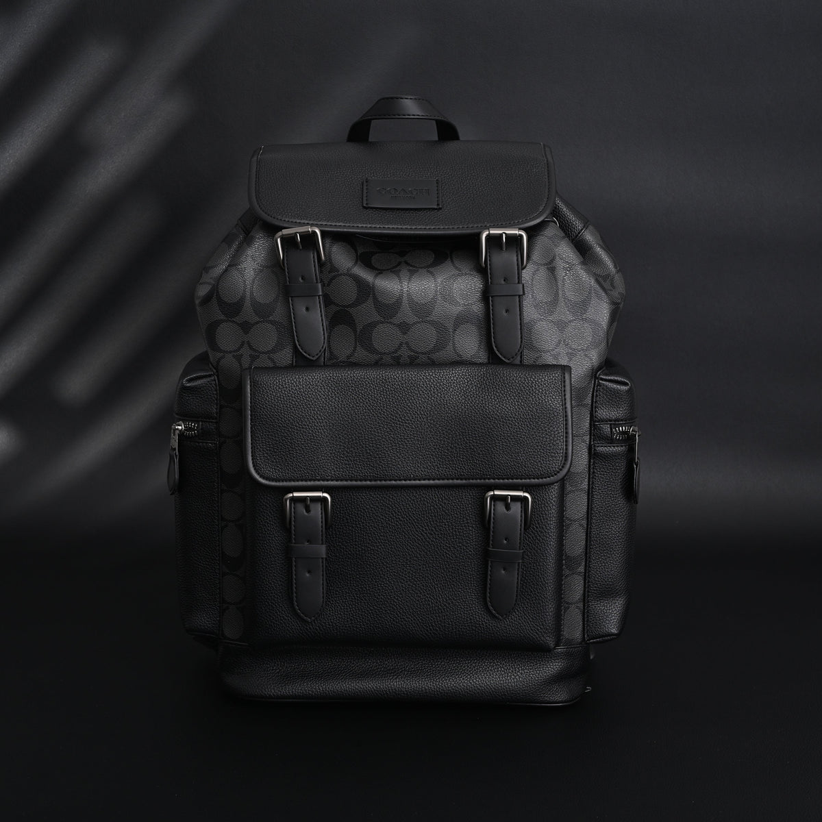 Coach Men's Leather Backpack – Black Signature Canvas — view 17