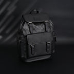 Coach Men's Leather Backpack – Black Signature Canvas — view 1
