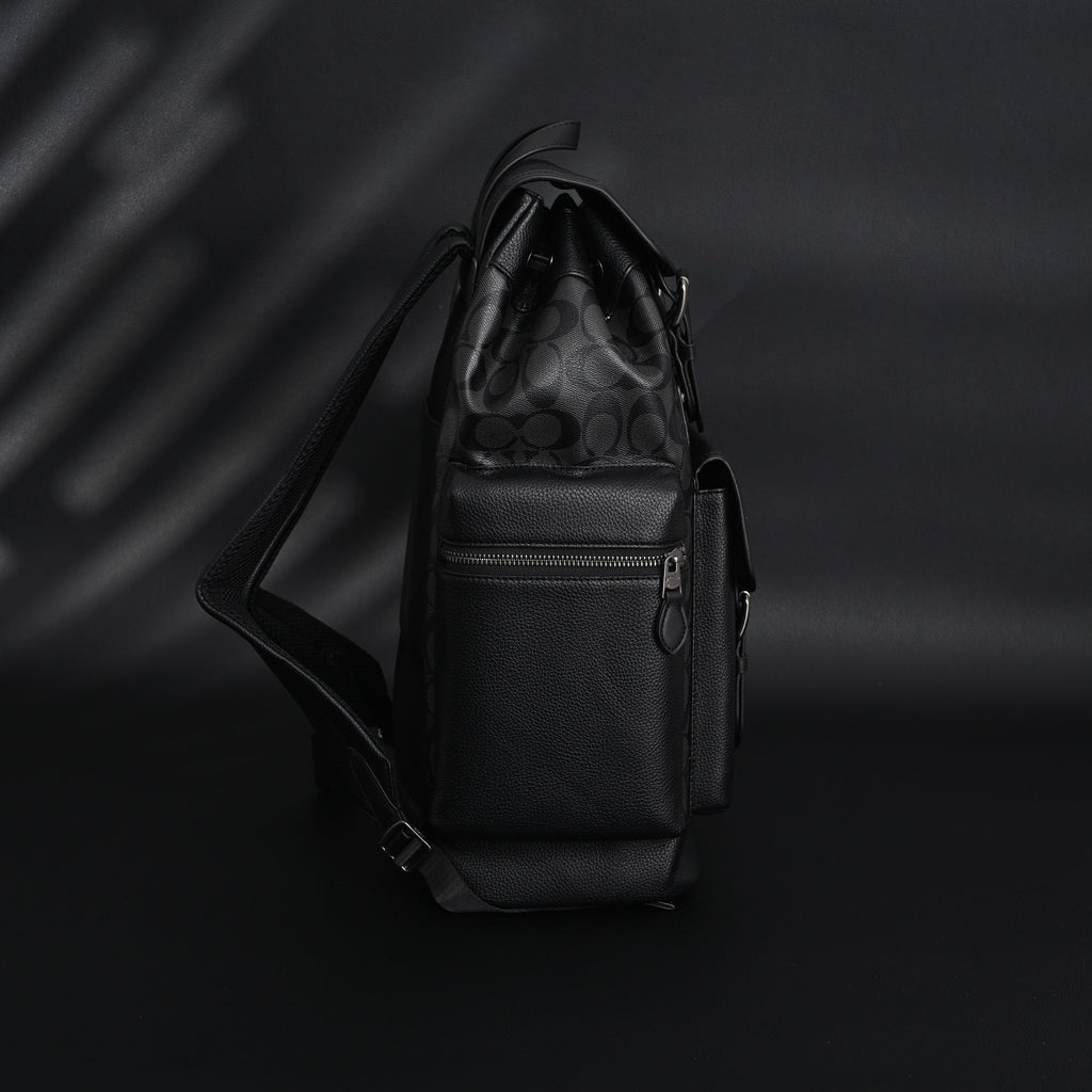 Coach Men's Leather Backpack – Black Signature Canvas — view 19