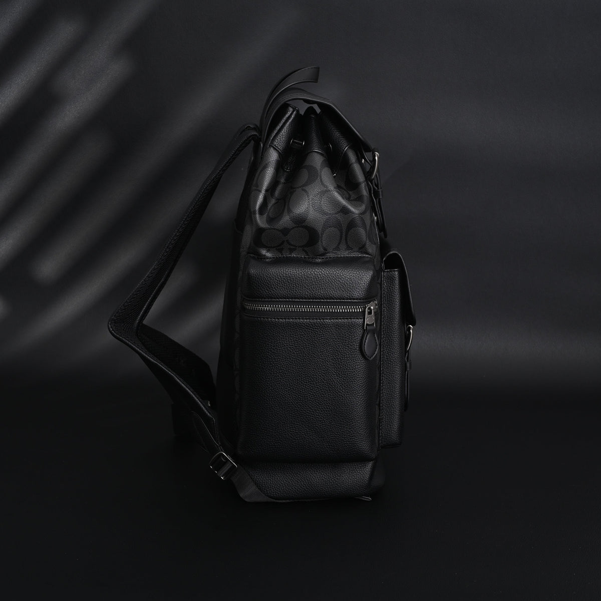 Coach Men's Leather Backpack – Black Signature Canvas — view 19
