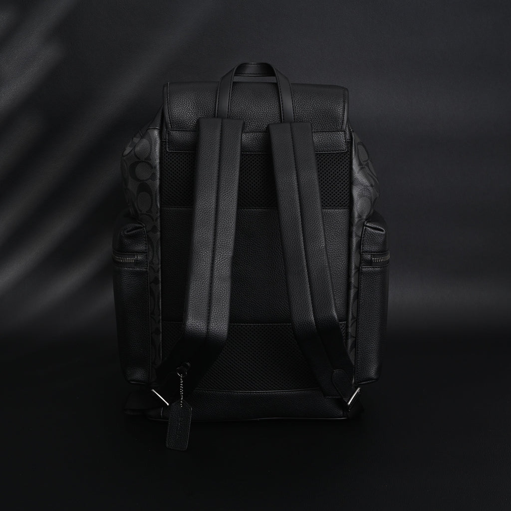 Coach Men's Leather Backpack – Black Signature Canvas — view 20