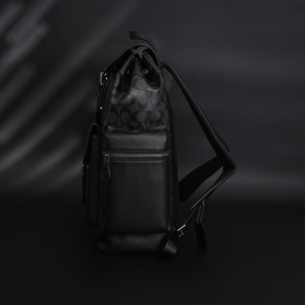 Coach Men's Leather Backpack – Black Signature Canvas — view 10