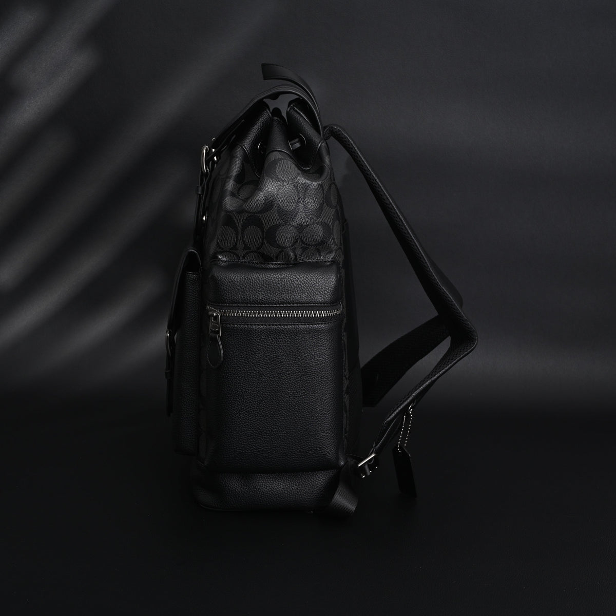 Coach Men's Leather Backpack – Black Signature Canvas — view 10