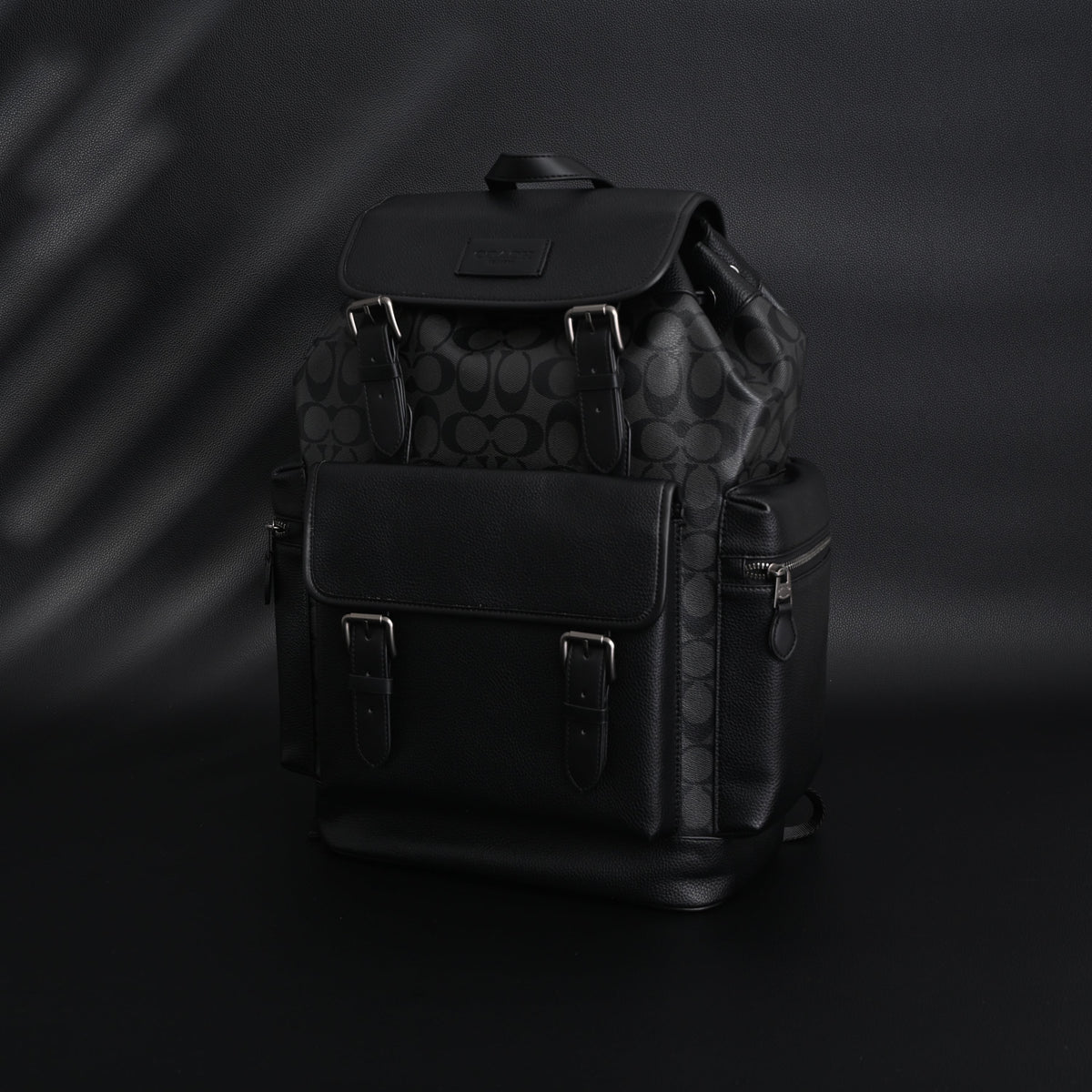 Coach Men's Leather Backpack – Black Signature Canvas — view 21