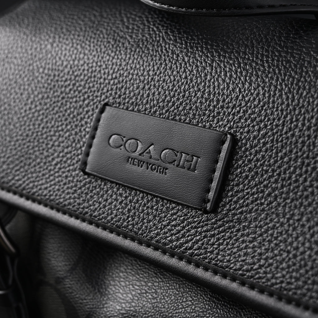 Coach Men's Leather Backpack – Black Signature Canvas — view 18