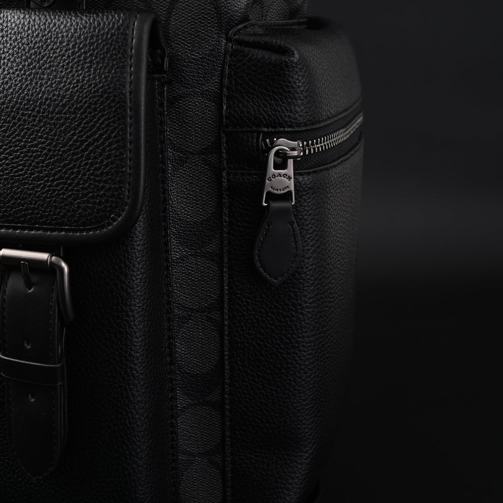 Coach Men's Leather Backpack – Black Signature Canvas — view 23