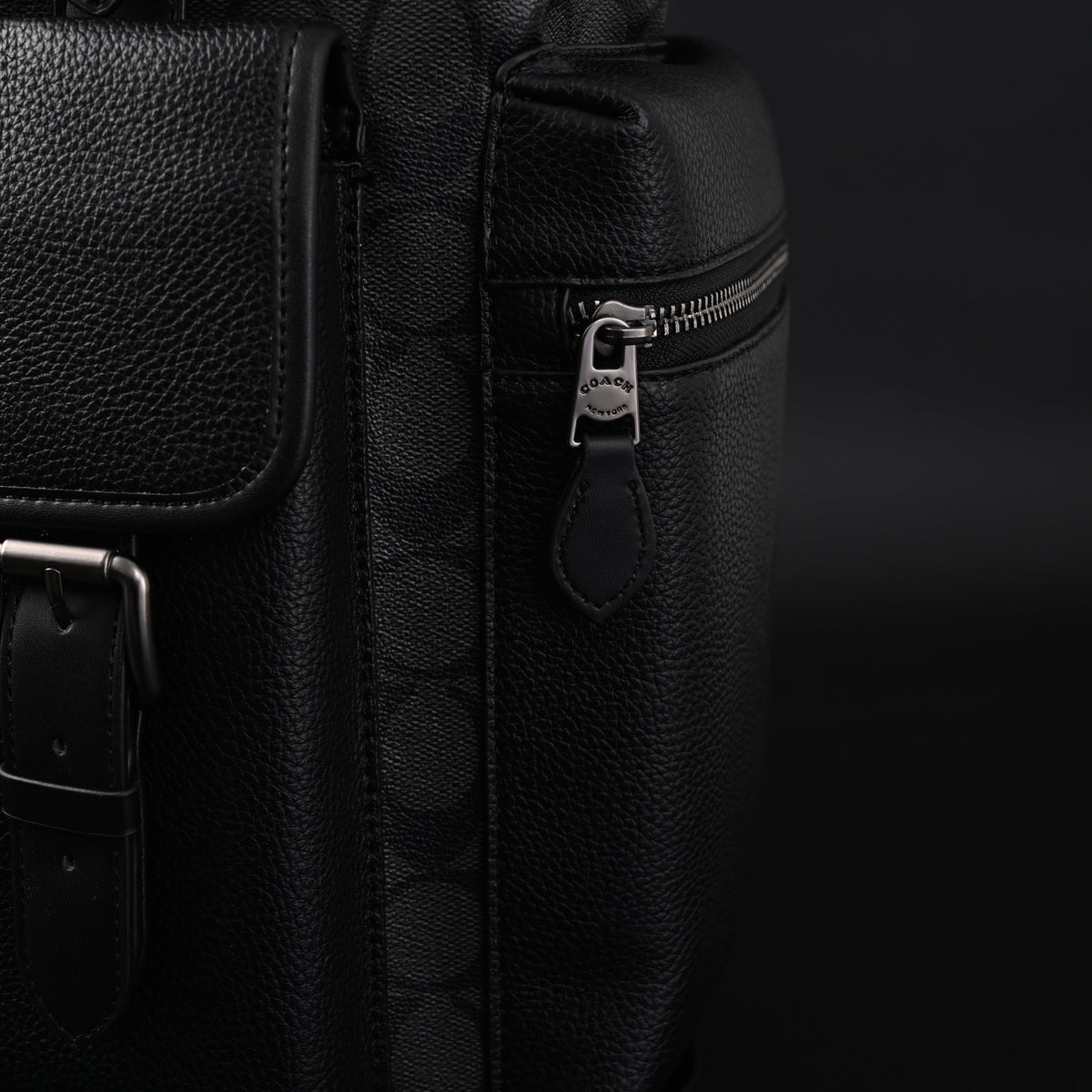 Coach Men's Leather Backpack – Black Signature Canvas — view 23