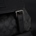 Coach Men's Leather Backpack – Black Signature Canvas — view 4