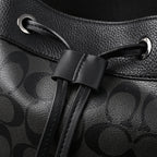 Coach Men's Leather Backpack – Black Signature Canvas — view 12