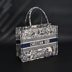 Dior Book Tote Bag – Blue Toile De Jouy Embroidery - Blue with Toile De Jouy Pattern — view 4