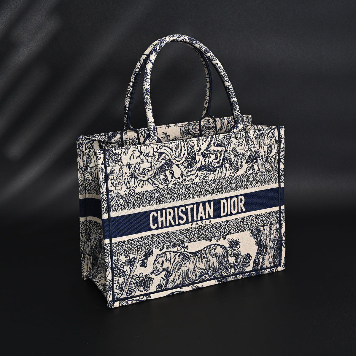 Dior Book Tote Bag – Blue Toile De Jouy Embroidery - Blue with Toile De Jouy Pattern — view 4