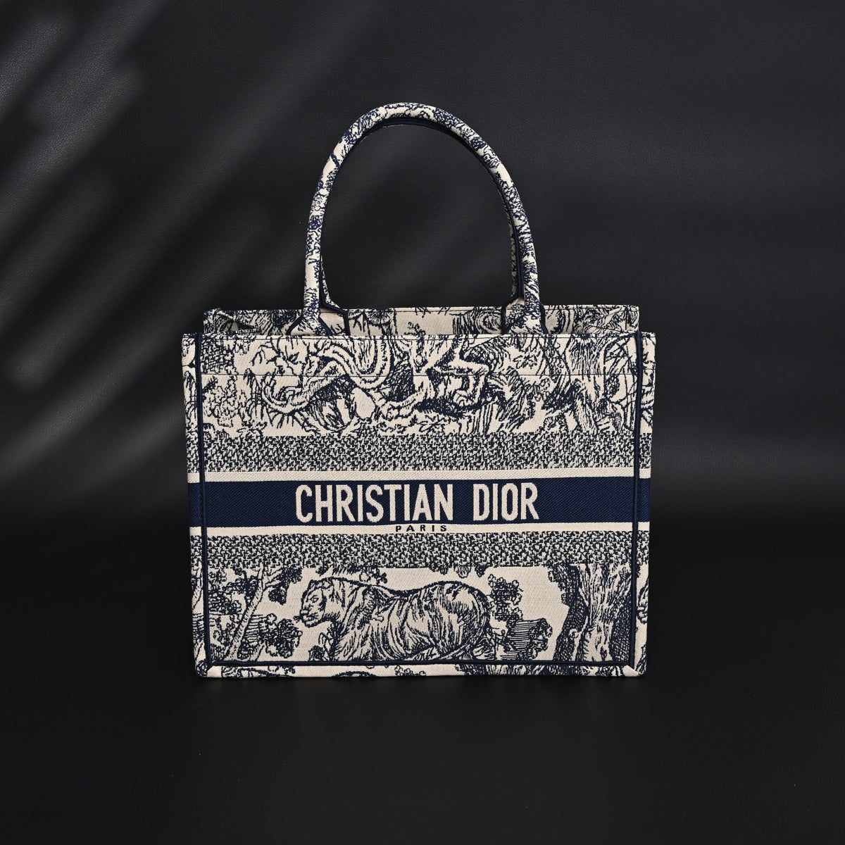 Dior Book Tote Bag – Blue Toile De Jouy Embroidery - Blue with Toile De Jouy Pattern — view 1