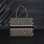 Christian Dior Medium Book Tote – Black Oblique Embroidery - Black with Beige Contrast — view 2